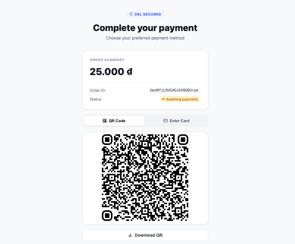 Napas QR code rendered inside the SDK iframe